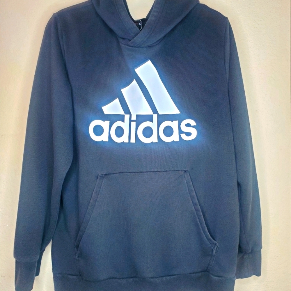 Adidas Sweatshirt Hoodie Men's Black Big White Logo CW3861 Size Large